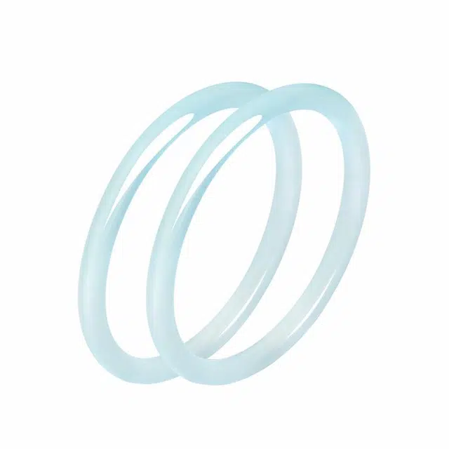 金大福 【一步一响】清新天空蓝正圈美人条 叠戴单带新中式国风江南宫廷风 透亮润玉清爽 显白高级感百搭风#好运 玉髓 手镯 女款