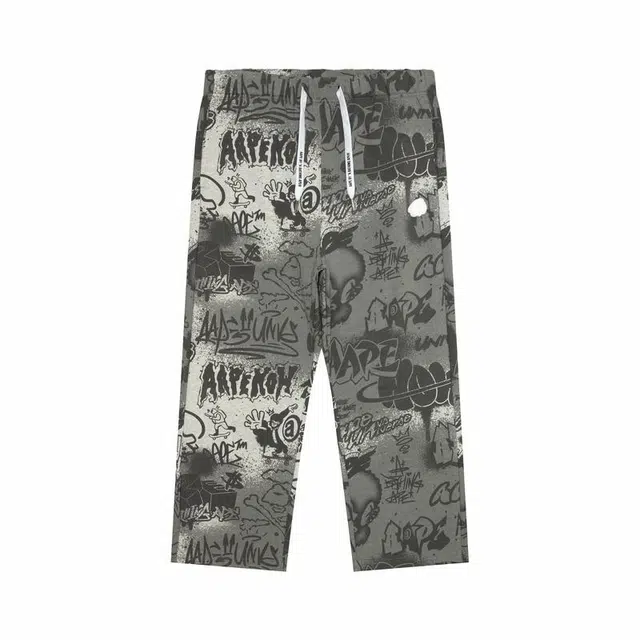 Aape SS25 Ape Face Camo Graffiti Pants White