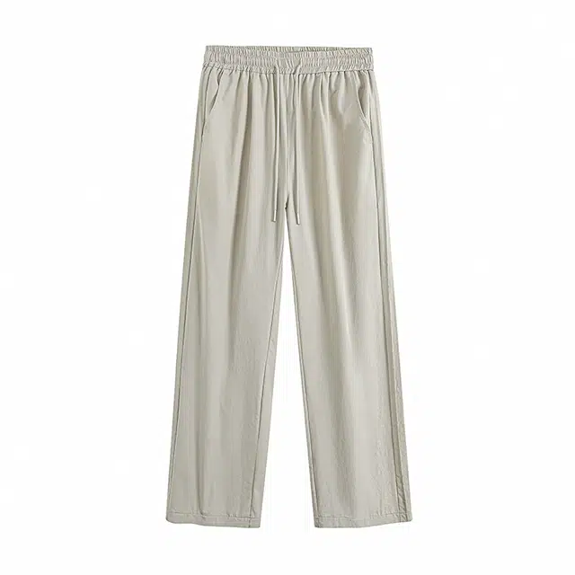 颂希尔 美式复古褶皱潮牌纯色百搭直筒休闲裤 男女同款