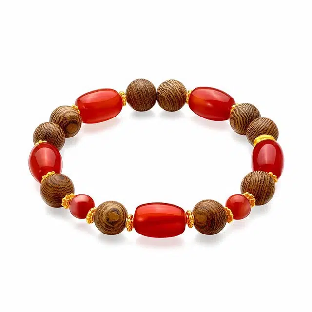 梦金园 新中式文玩串珠 招财纳福平安守护高级转运珠#好运 玛瑙 手串 女款