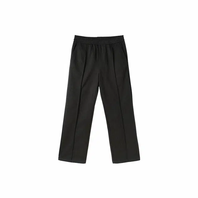 我是大卫 美拉德运动重磅拼接阔腿裤轻熟休闲裤 男女同款 深灰色