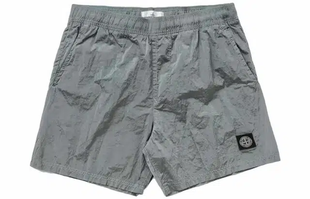 Stone Island Silver Nylon Shorts