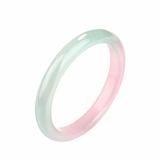 金大福 【彩虹森系 】马卡龙渐变 新中式国风多色 润玉甄选透亮玉色 古典宫廷风大气优雅高级百搭风#好运 玉髓 玉石手镯 女款