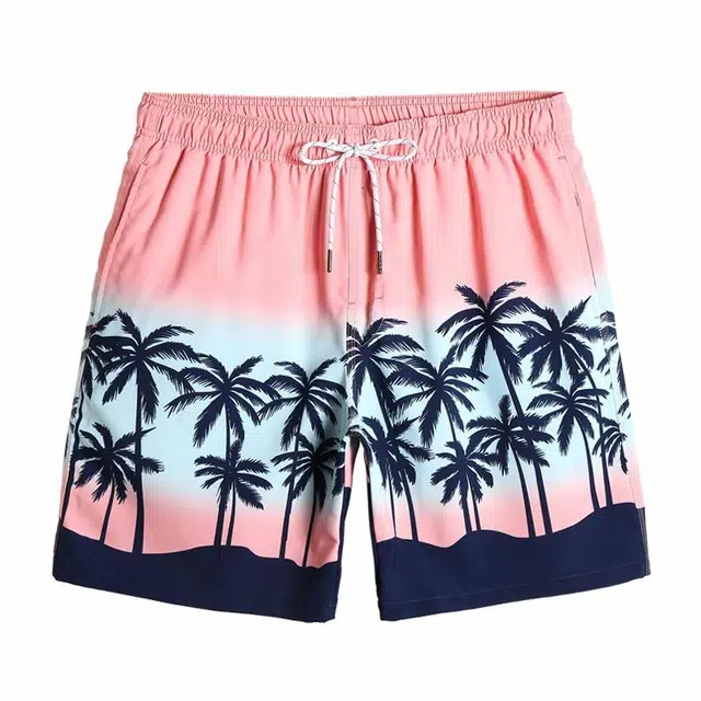 盖浪 植物印花速干宽松五分沙滩裤 男款 浅紫色