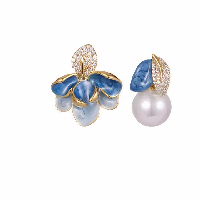 尚先生 不对称轻奢高级感复古 锆石 仿珍珠 耳钉耳饰 女款