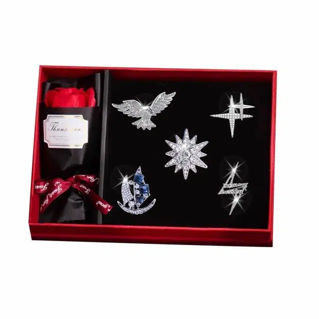 缔晶 个性简约时尚精致胸花套装 通勤百搭造型感外套上衣配饰 合金 胸针 女款