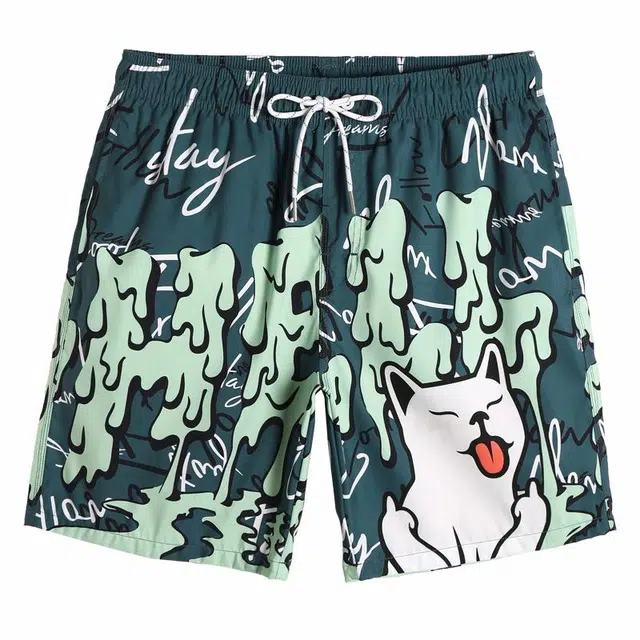 盖浪 宽松速干平角沙滩裤 男款 绿色