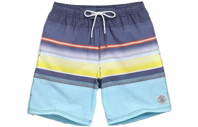 盖浪 拼色系带直筒宽松沙滩裤 男款 拼色条纹