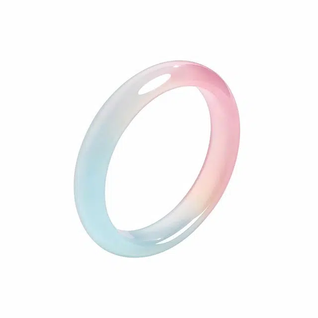 金大福 【甄选品质】彩虹马卡龙渐变  可爱甜美新中式国风古典优雅三色渐变 甜妹风百搭高级感轻奢宫廷风#好运  玉髓 手镯 女款