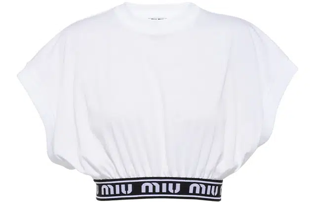 Miu Miu Letter Print Sleeveless T-Shirt White
