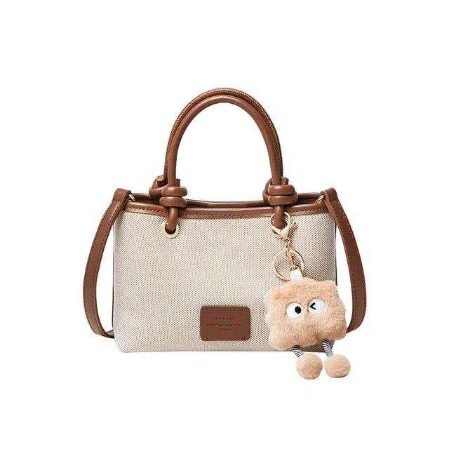 纳兰杜 时尚简约撞色 织物 单肩包手提包 小号 女款 卡其色