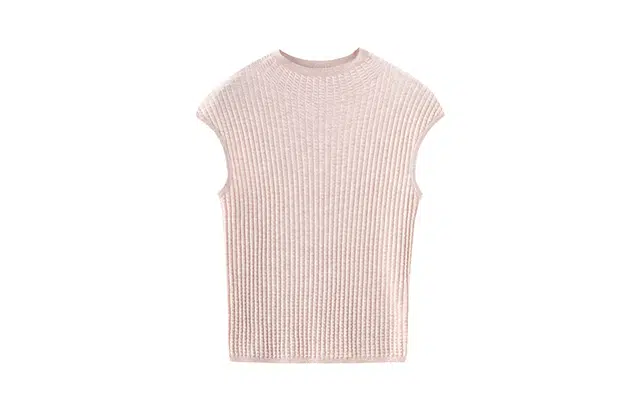 花栗鼠小姐 韩女的背心 纯欲韩式纯色立领遮肉显瘦洋气修身针织 内搭华夫格无袖上衣 女款