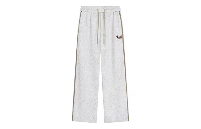 冰飞 美式复古学院风高级感毛巾绣腊肠狗图案宽松休闲舒适时尚潮流百搭直筒针织运动裤 男女同款