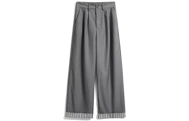 徐太浪 美式复古条纹拼接设计垂坠感透气宽松冰丝小西裤高个子显瘦舒适拖地直筒休闲裤 男女同款