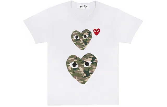 CDG Play Camo Heart Tee White