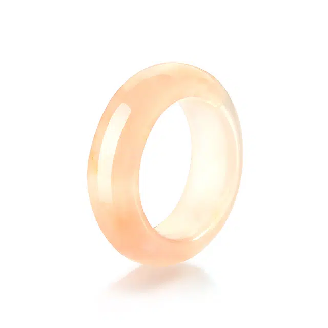 梦金园 春日粉黛 小清新白月光樱花指环 莹润简约高级素圈#好运 玛瑙 戒指 女款