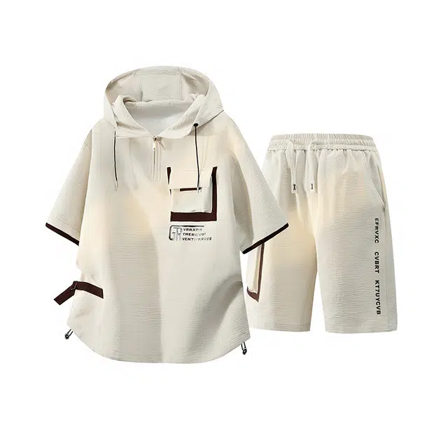 大白鲨 时尚潮牌青少年短袖简约舒适百搭短裤休闲运动套装 男款