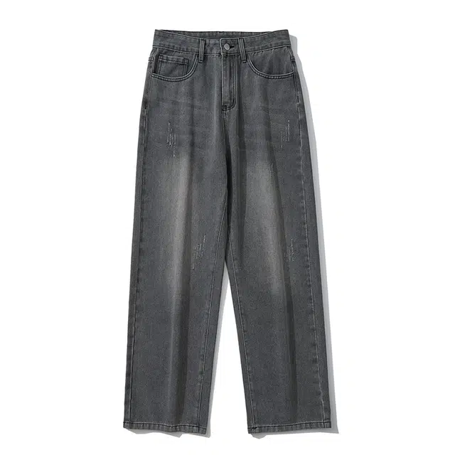 大白鲨 港风美式潮牌宽松休闲百搭直筒牛仔裤 男款