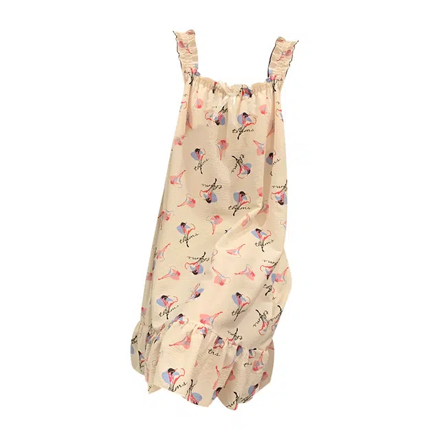 欧诗帛 韩版带胸垫时尚无袖家居服睡裙 女款 图片色