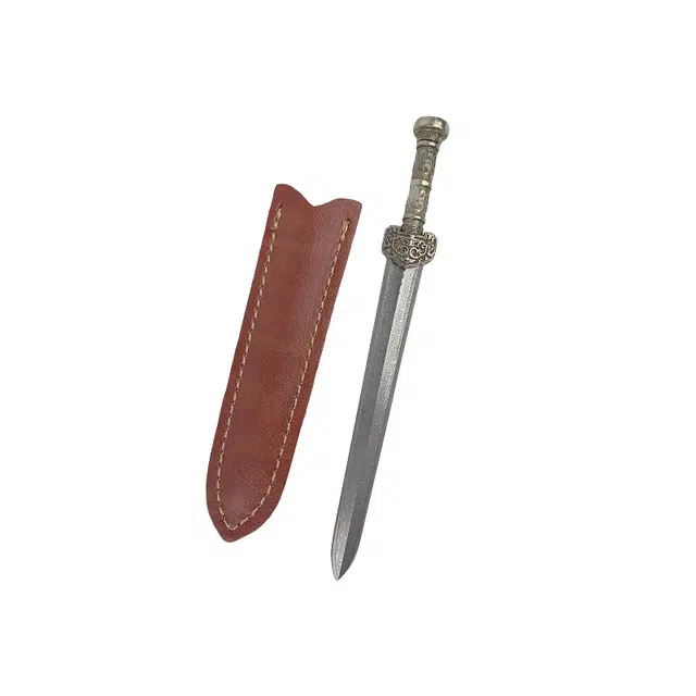 天子剑 丹葵汉剑 龙泉短刀剑花纹钢刃金属柄装具皮鞘未开刃收藏 成品模型