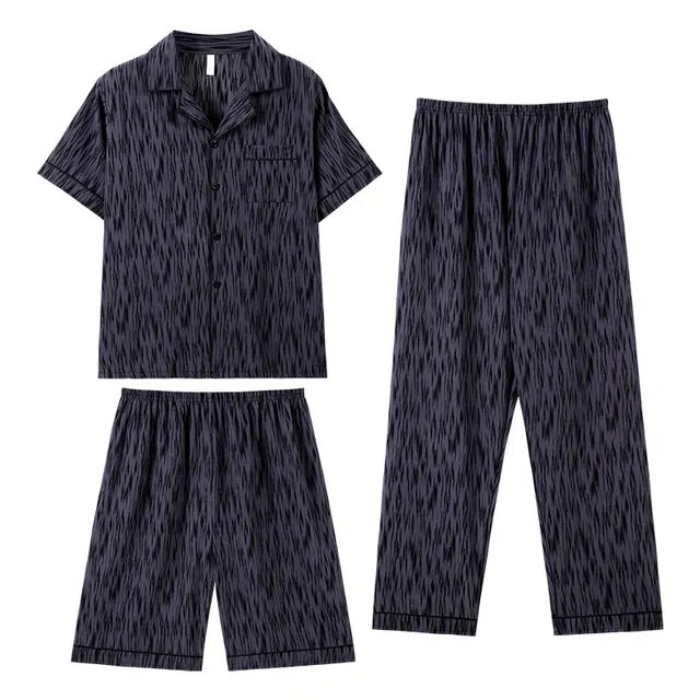 向薇 凉感舒适可外穿休闲家居服睡衣套装 男款 图片色