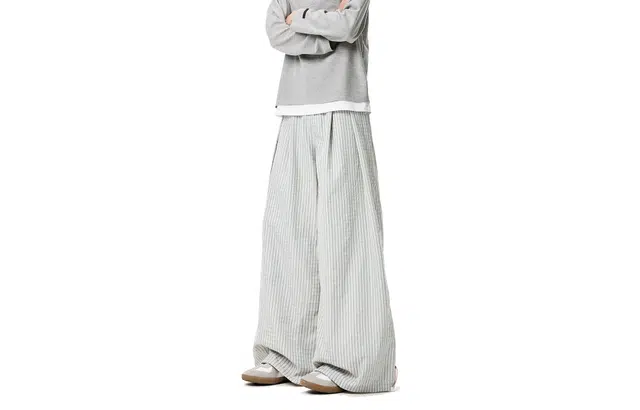 徐太浪 美式复古格子透气宽松冰丝裤设计高个子显瘦舒适拖地阔腿休闲裤 男女同款