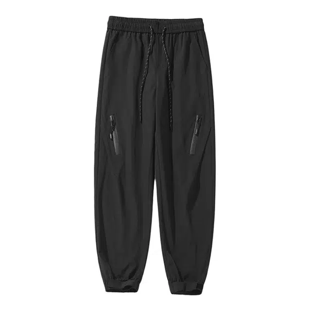 加荣 美式时尚舒适百搭日常软壳防水户外机能设计感青少年潮牌宽松束脚休闲裤 男女同款 黑色