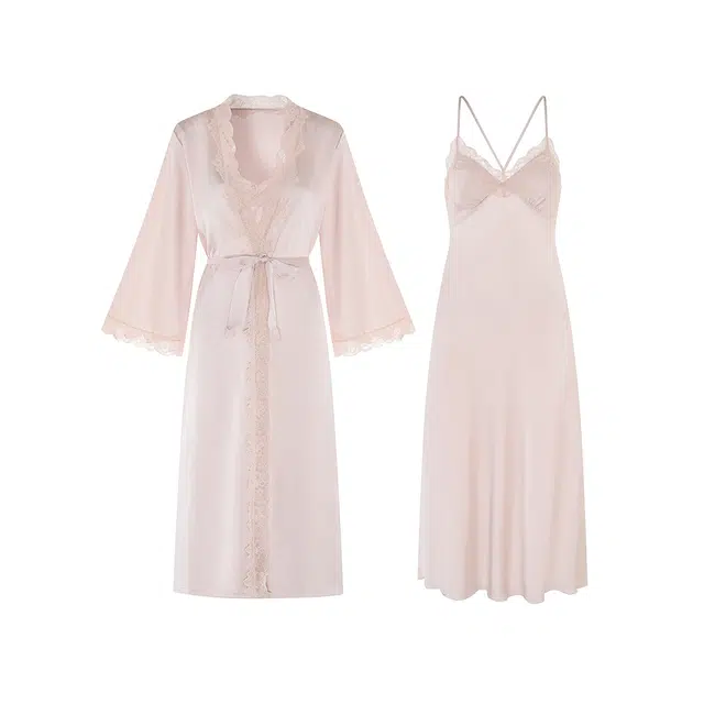 潞优野 简约纯色舒适亲肤长袖睡衣套装 女款