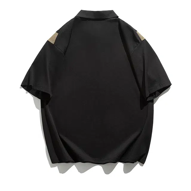 领航骆驼 复古运动时尚百搭休闲舒适透气潮流撞色短袖衬衫 男女同款