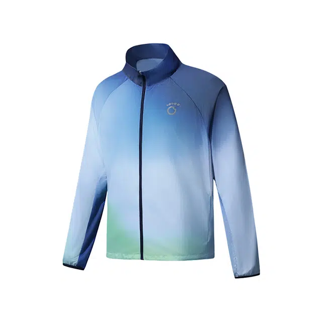 马孔多 美式复古高街舒适时尚简约渐变宽松休闲百搭户外运动轻薄立领长袖 透气速干防紫外线凉感防晒服 男女同款 云空蓝