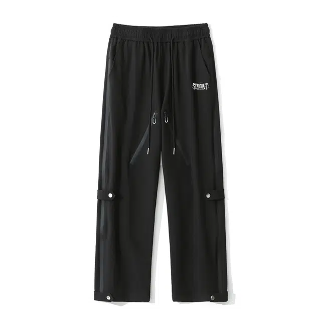 星际者 系带学院宽松阔腿纯色通勤休闲裤 男女同款