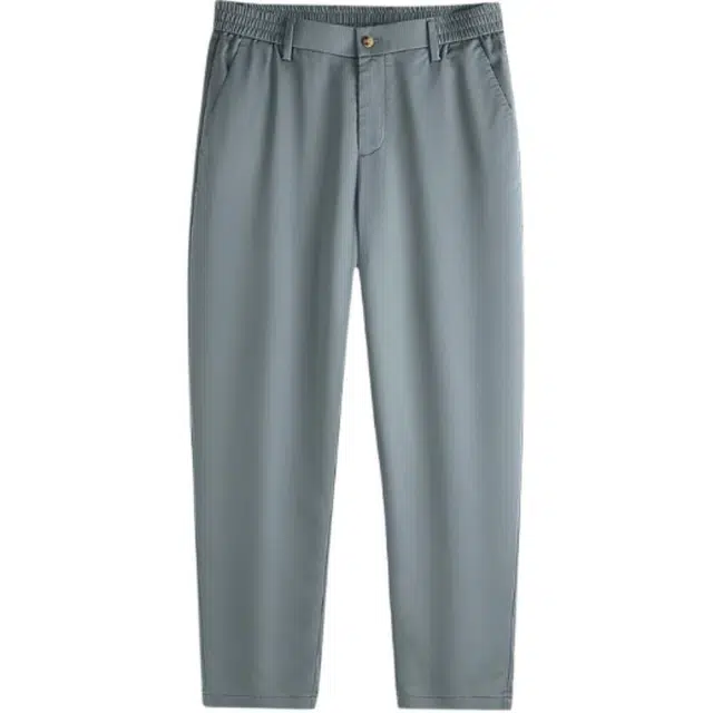 与狼共舞 纯色松紧腰微弹直筒长裤休闲裤 男款 灰绿色