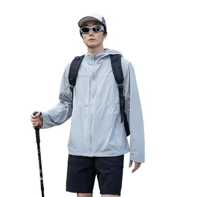 【dme】 清爽宽松百搭休闲户外山系运动拉链设计轻薄皮肤衣超轻 透气速干凉感防紫外线防晒服 男女同款