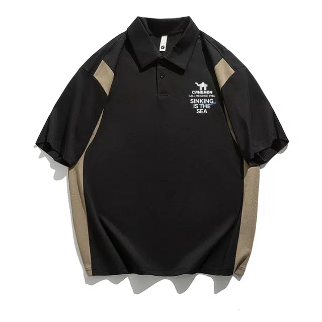 领航骆驼 复古运动时尚百搭休闲舒适透气潮流撞色短袖衬衫 男女同款