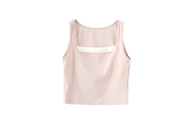 花栗鼠小姐 悠闲假期 纯色方领撞色基础百搭背心 女款