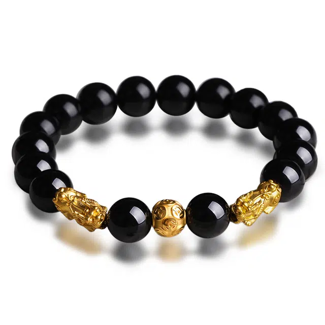 妍韵珠宝 貔貅高级感 黑曜石 玉石手串 男女同款情侣款