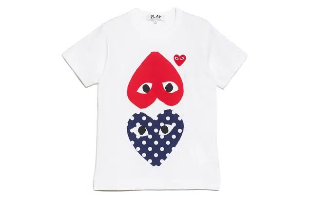 CDG Play Polka Dot Inverted Heart Tee White