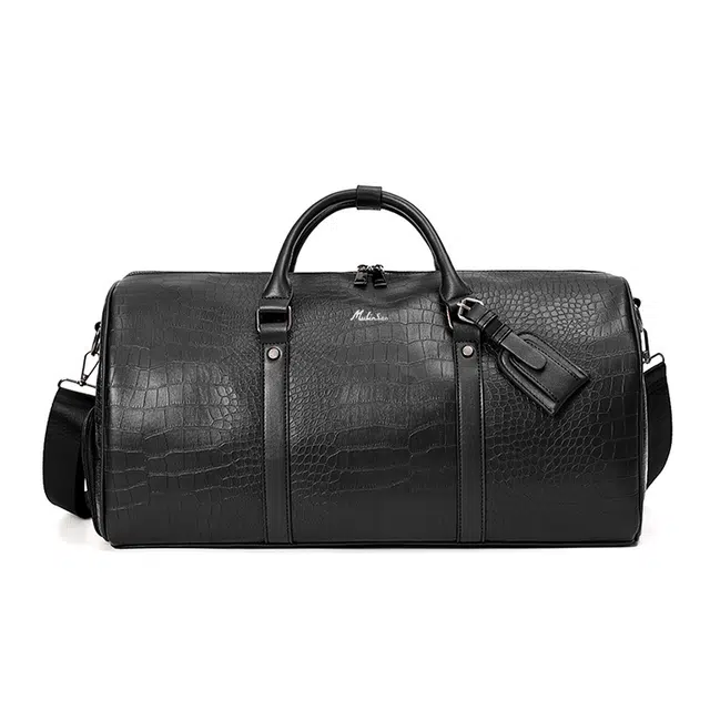 Mulinsen Retro Crocodile Pattern Travel Bag Black