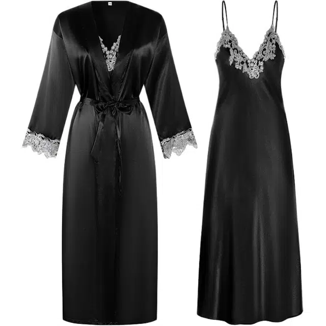 潞优野 凉感法式长款休闲舒适睡衣套装 女款