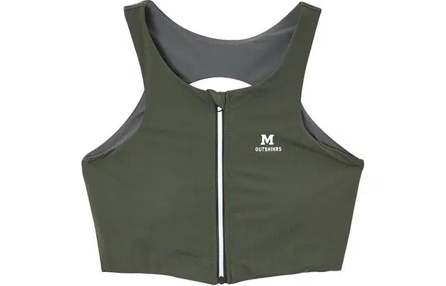 爱依服 镂空拉链短款无袖背心 女款 墨绿