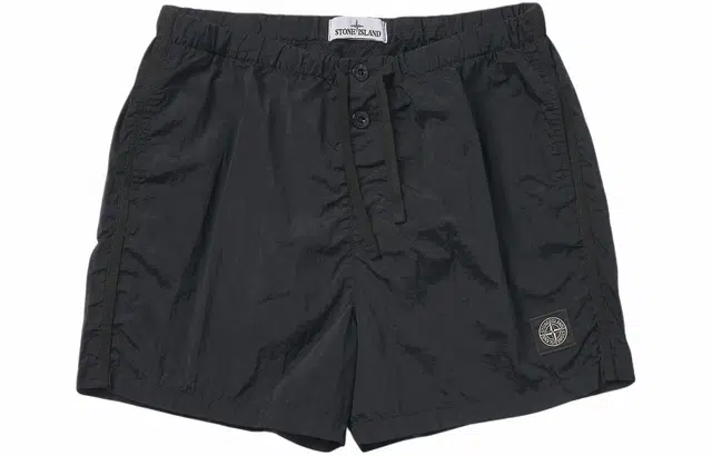 Stone Island Logo Drawstring Swim Shorts Black