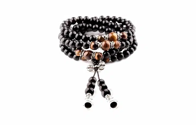 尚银福 佛珠转运六字真言 国潮新中式时尚气质复古轻奢高级感 大气小众创意设计百搭叠戴多圈手饰 合金 手串 男女同款情侣款