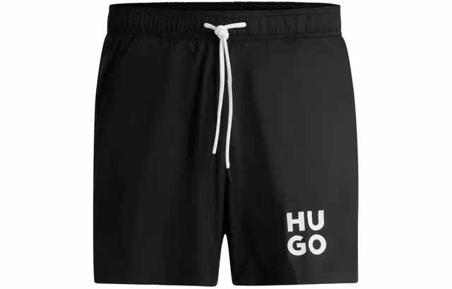HUGO BOSS Quick-Dry Swim Shorts With Stacked-Logo Print