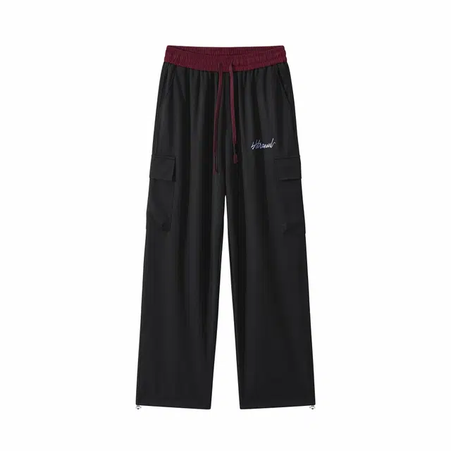 中国航天 美式复古字母印花宽松休闲裤 男女同款