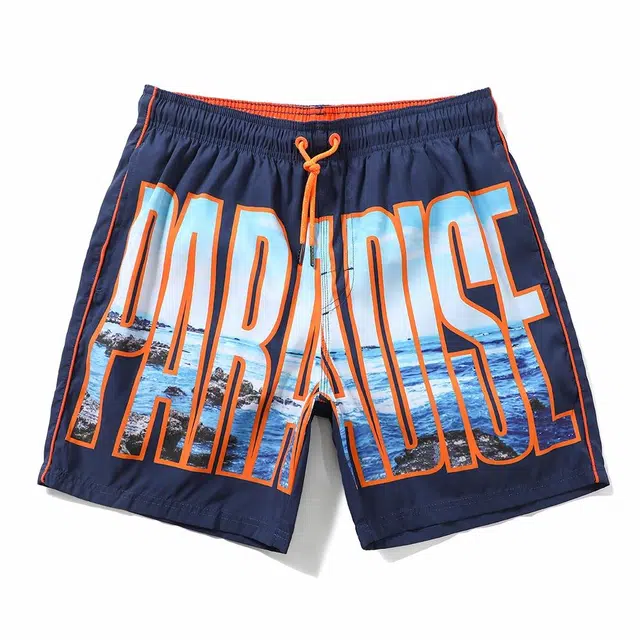 盖浪 字母印花宽松透气速干沙滩裤 男款 藏青