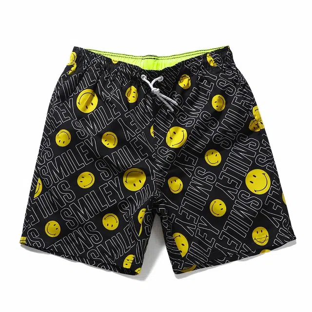 盖浪 满印笑脸可下水游泳宽松五分裤沙滩裤 男款