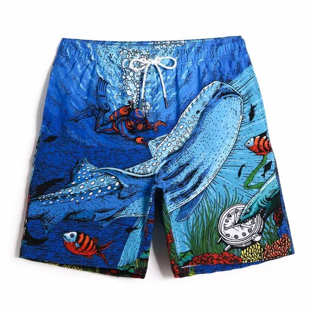 盖浪 四面弹三角内衬速干可下水沙滩裤 男款 深海蓝鲸