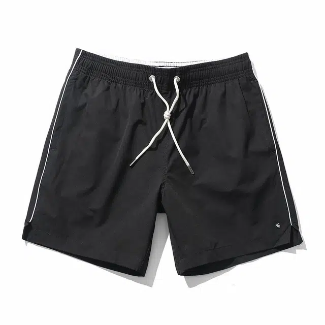 盖浪 纯色直筒海边度假舒适柔软速干沙滩裤 男款 黑色