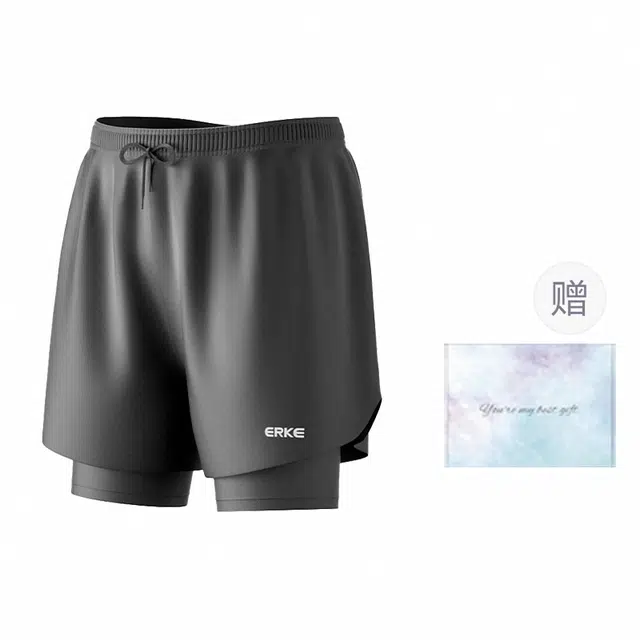 鸿星尔克 男子训练系列 专业运动训练游泳舒适防尴尬健身跑步篮球休闲短裤 男款 黑色