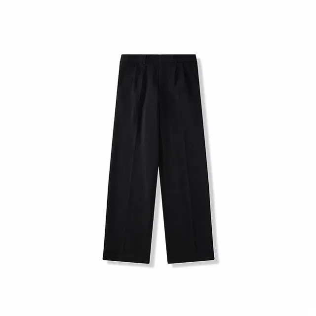 我是大卫 纯色简约垂感直筒通勤百搭休闲裤 男款 黑色